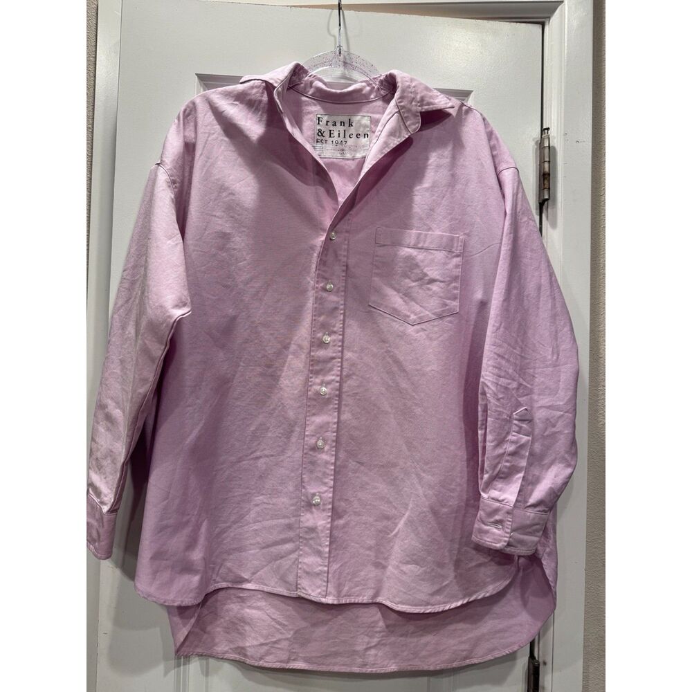 Frank & Eileen Eileen Button Down Shirt S Pink Oversized Relaxed Cotton